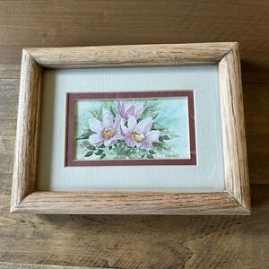 Vintage Original Framed Watercolor Painting of Flowers signed by Artist